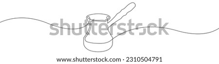 Coffee pot line continuous drawing vector. One line Coffee pot vector background. Coffee maker icon. Continuous outline of a Coffee grinder. Turks for coffees.