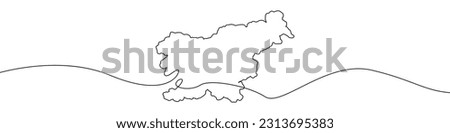 Map of Slovenia icon line continuous drawing vector. One line Map of Slovenia icon vector background. Map of Slovenia icon. Continuous outline of a Map of Slovenia icon.
