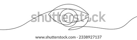 Eye icon line continuous drawing vector. One line Pupil icon vector background. Eyeball icon. Continuous outline of a Eye view icon.