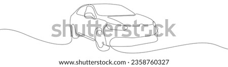 Car vector icon in one continuous line. Linear drawn background of an electric car. Vehicle car auto vector icon. One line outline of the car.