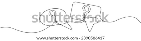 Exclamation and question marks in speech bubble icon line continuous drawing vector. One line message Exclamation mark icon vector background. Question marks icon. Continuous outline of question.