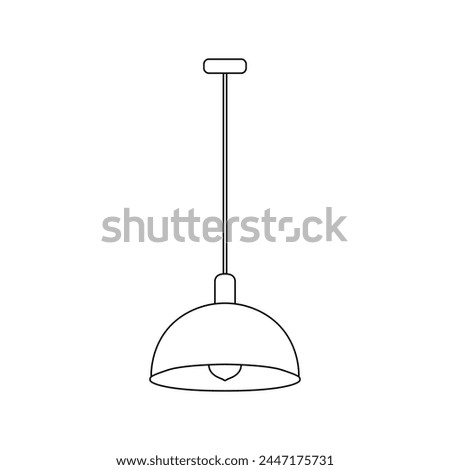 Hanging lamp vector line icon. Lamp logo outline icon. Loft style chandelier. Black line light bulb vector. Vector illustration. Home interior lighting.