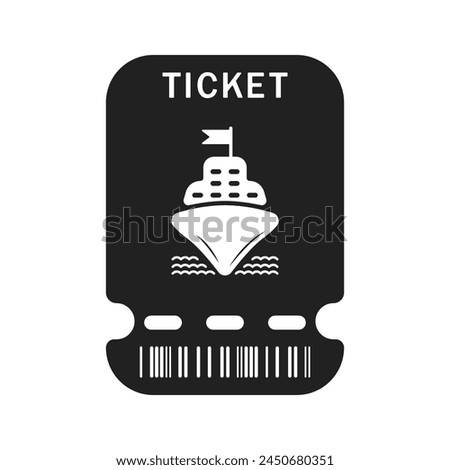 Ship ticket black vector. Tourist ticket for a cruise ship. Booking a ticket for travel. Sea, ocean ticket vector. Boarding pass black icon. Passenger registration document, ship boarding pass.