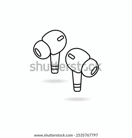 Wireless headphones vector icon. Vacuum headphones. Two stylish linear headphones. Outline icon of bluetooth headset. Bluetooth headset. Pair of headphones vector set. Ear device for music.