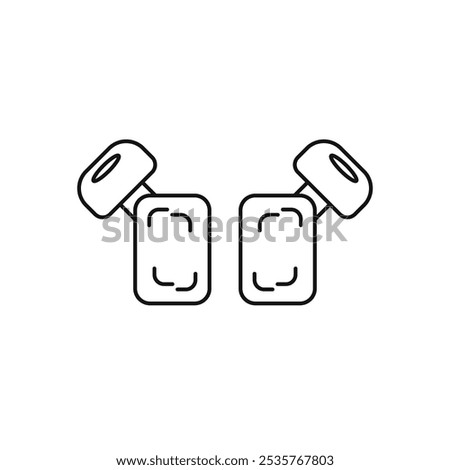 Wireless headphones vector icon. Vacuum headphones. Two stylish linear headphones. Outline icon of bluetooth headset. Bluetooth headset. Pair of headphones vector set. Ear device for music.