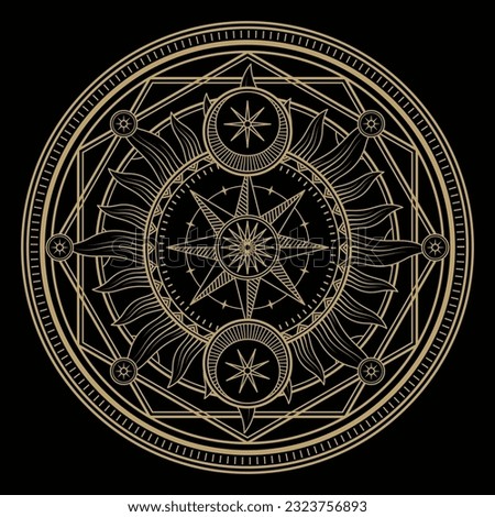 mysterious golden magical circle vector design