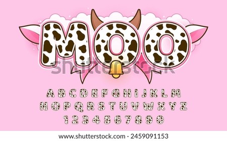 decorative editable cute cow text effect vector design