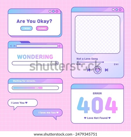 cute set of interface template vector design