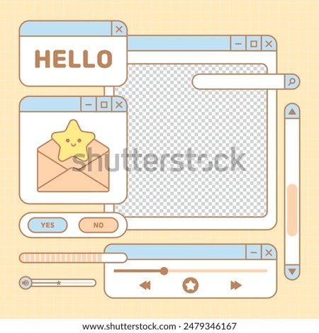 cute set of cute star interface template vector design	