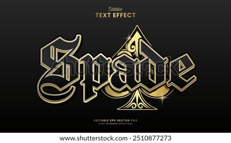 decorative golden black spade editable text effect design