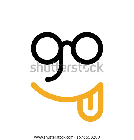 Simple logos 90 smile with tongue out or Letter GO or G and O