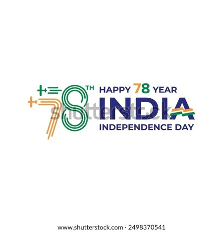 Happy 78th Independence Day of India. 15 August 2024 - Indian days celebration. Number lines logo 78th inclide Aerobatic Aero airplane India. 