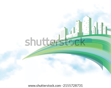 City in the sky 2 with the green colour tone shows the feeling of eco and ecology vector illustration graphic EPS 10