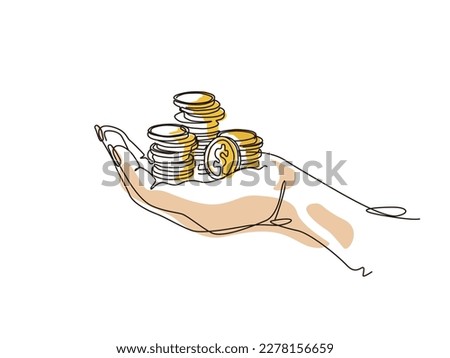 sketch lifestyle A018_hands hold the gold coins side view to shows the concept of business and wealth vector illustration graphic EPS 10