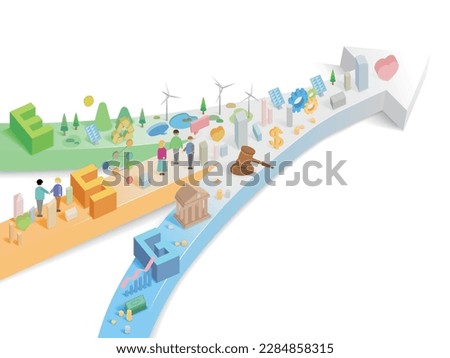 Small Pieces 5 ESG with combine color arrows and some elements of environmental social governance vector illustration graphic EPS 10