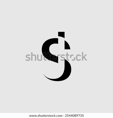 Initial JS, SJ letter negative space vector logo design