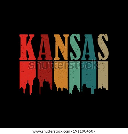 Kansas city retro vintage vector illustration. Good for greeting card and t-shirt print, flyer, poster design, mug.