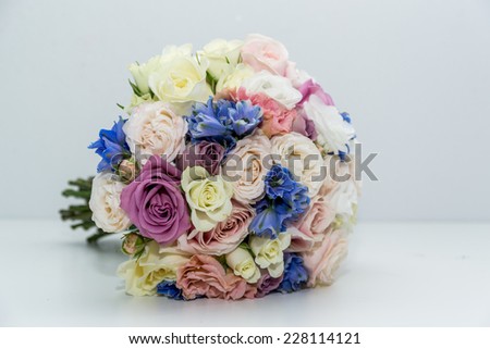 natural flowers wedding bouquet on white