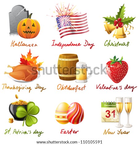 All holidays in 1 set - 9 highly detailed icons