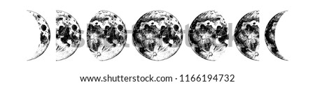 Moon phases. Hand drawn vector illustration