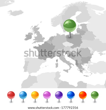 European Union map with pointers