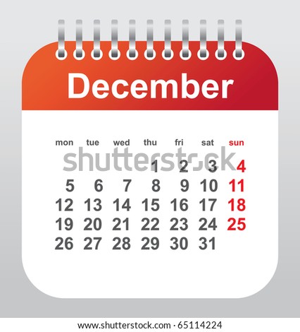 Calendar 2011: December Stock Vector Illustration 65114224 : Shutterstock