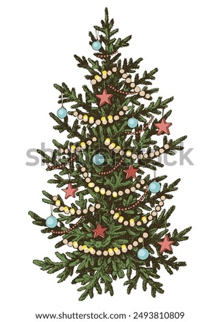 Decorated Christmas tree vector illustration