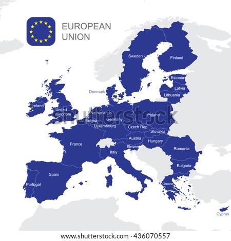 The European Union highly detailed vector map