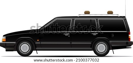 Black realistic large touring wagon illustration vector.
