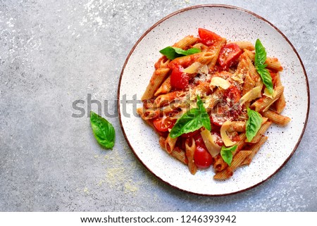 Similar – Image, Stock Photo Whole grain pasta with spinach and pine nuts