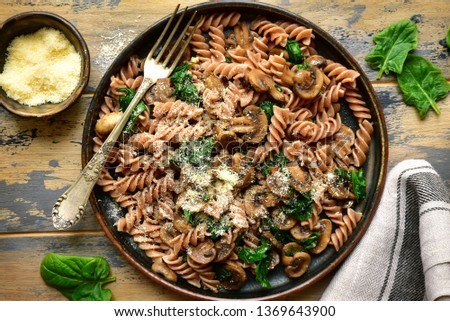 Similar – Image, Stock Photo Whole grain pasta with spinach and pine nuts