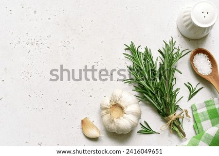 Similar – Image, Stock Photo Rosemary salt on a wooden spoon