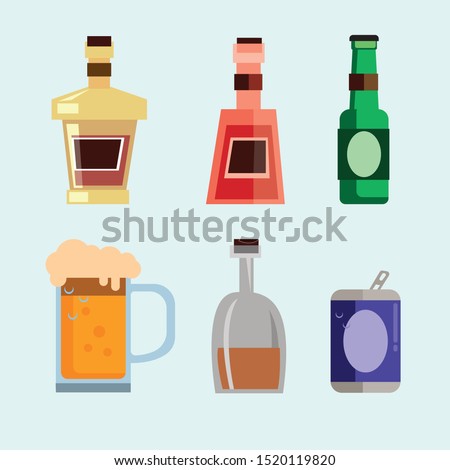 beer bottle collection set icon  