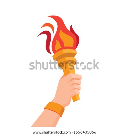 hand holding torch symbol flat illustration vector design