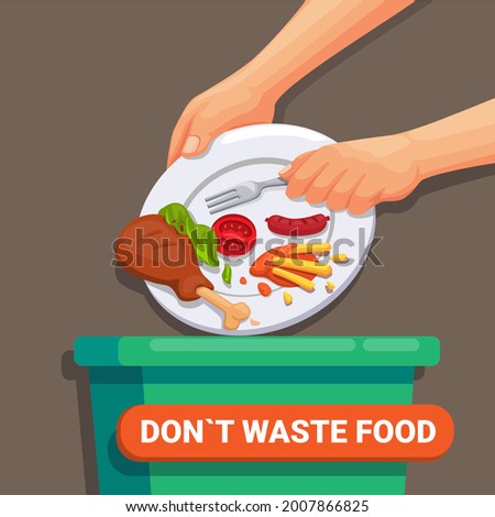Don`t Waste Food, world food day and International Awareness Day on Food Loss and waste concept illustration vector Foto d'archivio © 