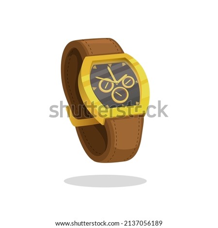 luxury gold watch. accesories for gift or collection symbol cartoon illustration vector