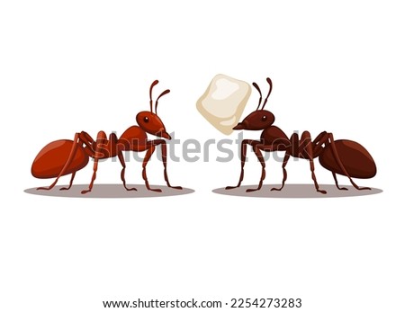 Black and Red Ant animal character cartoon illustration vector