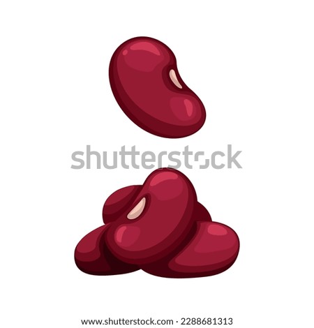 Red Beans or Red Kidney Beans Vegetable symbol set cartoon illustration vector