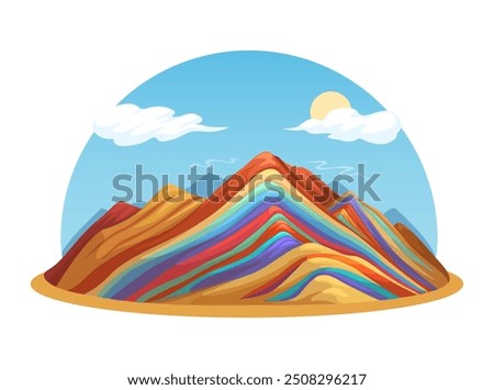 Rainbow Mountain Peru Illustration Vector