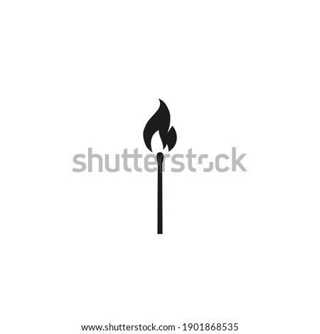 The match is burning. Danger symbol and flammable object. Isolated silhouette background