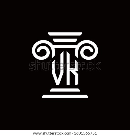 VK monogram logo with pillar style design template