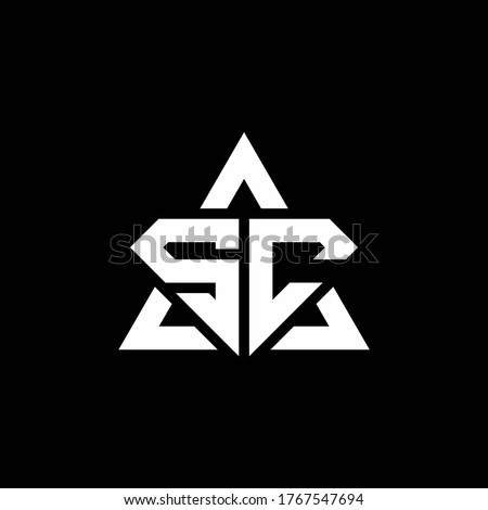 SC monogram logo with diamond shape and triangle outline design template