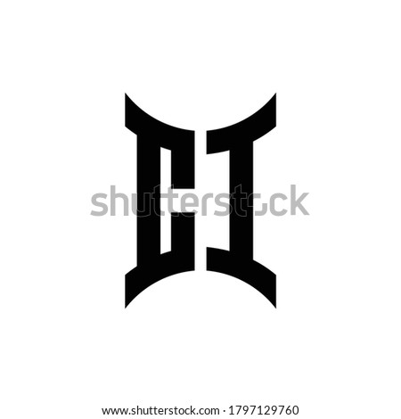 CI monogram logo with curved side design template