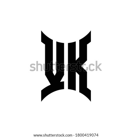 VK monogram logo with curved side design template