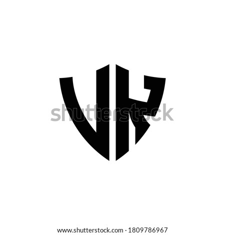 VK monogram logo with shield shape design template isolated on white background