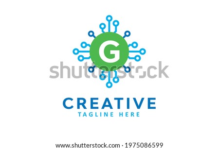 G digital letter technology logo icon vector template. Initial G data hub digital data software logo design.
