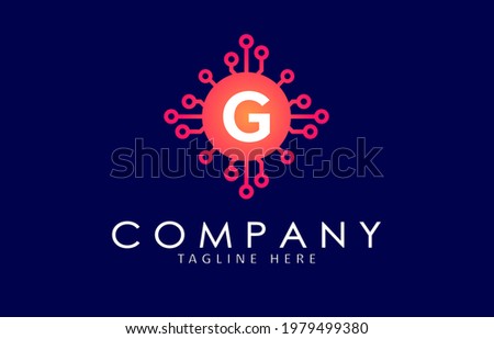 G digital letter tech logo. Initial G data hub digital data software logo design.

