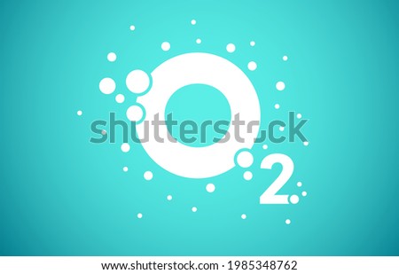 Oxygen O2 molecule icon formula in blue gradient background vector illustration.