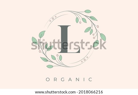 Organic L Letter Logo. Floral Bio and Beauty Retro Logo. Foto stock © 