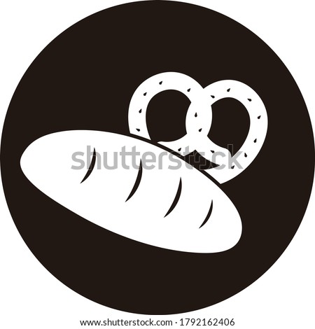 logo vector illustration design for bakery or bakeshop web site icon fresh bread and pretzel with sesame seeds black and white tasty food pastery 